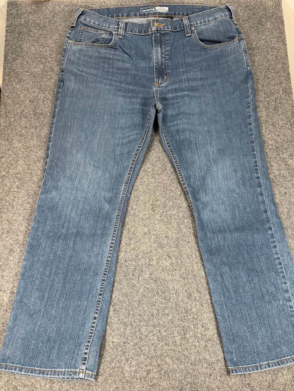 Carhartt Men's Relaxed Fit Straight Leg Jeans Medium Wash Blue Denim